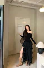 Fashionable retro style design hot girl irregular dress