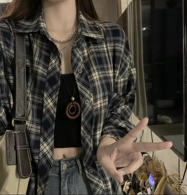 Retro Hong Kong style shirt jacket women's long-sleeved casual drape shirt design niche autumn and winter top