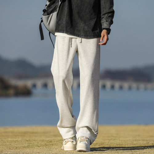 High street versatile heavyweight straight leg loose floor mopping pants versatile white floral gray casual pants