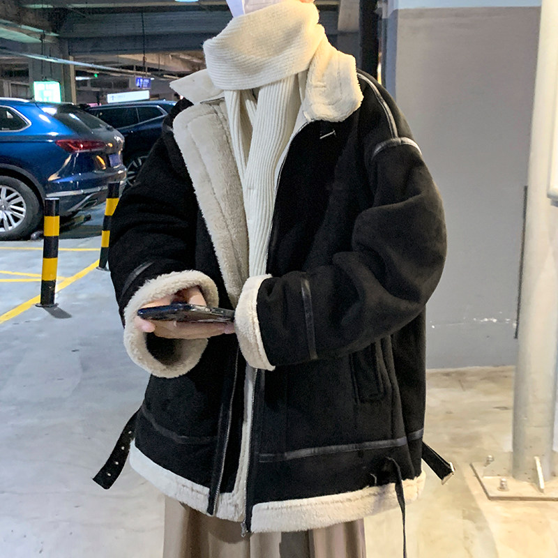 -Hong Kong style winter clothing new style fur integrated thickened cotton coat