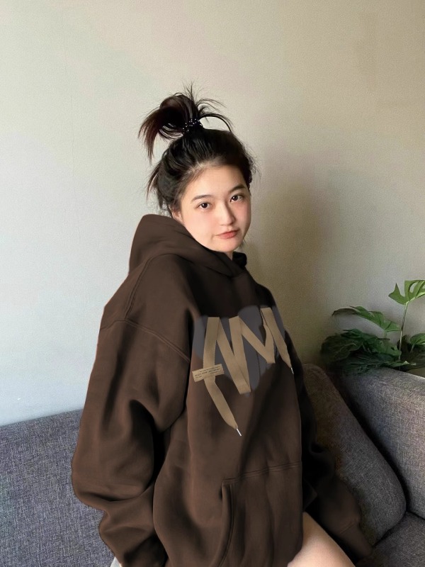 New autumn and winter hooded pullover imitation cotton thin plus velvet thickened long-sleeved tops for women
