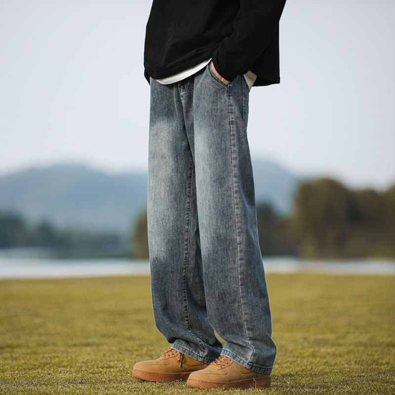 American High Street Washed Ice Silk Jeans Men's Thin Style Versatile Casual Pants