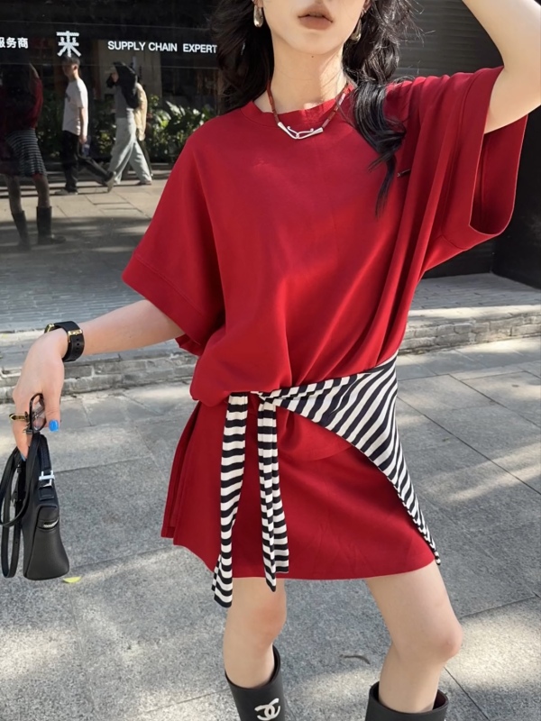 Casual versatile sports suit plus striped shawl suit