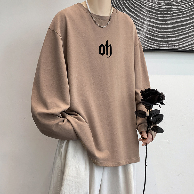 Big soap style autumn men's trendy brand letter printed loose long-sleeved T-shirt