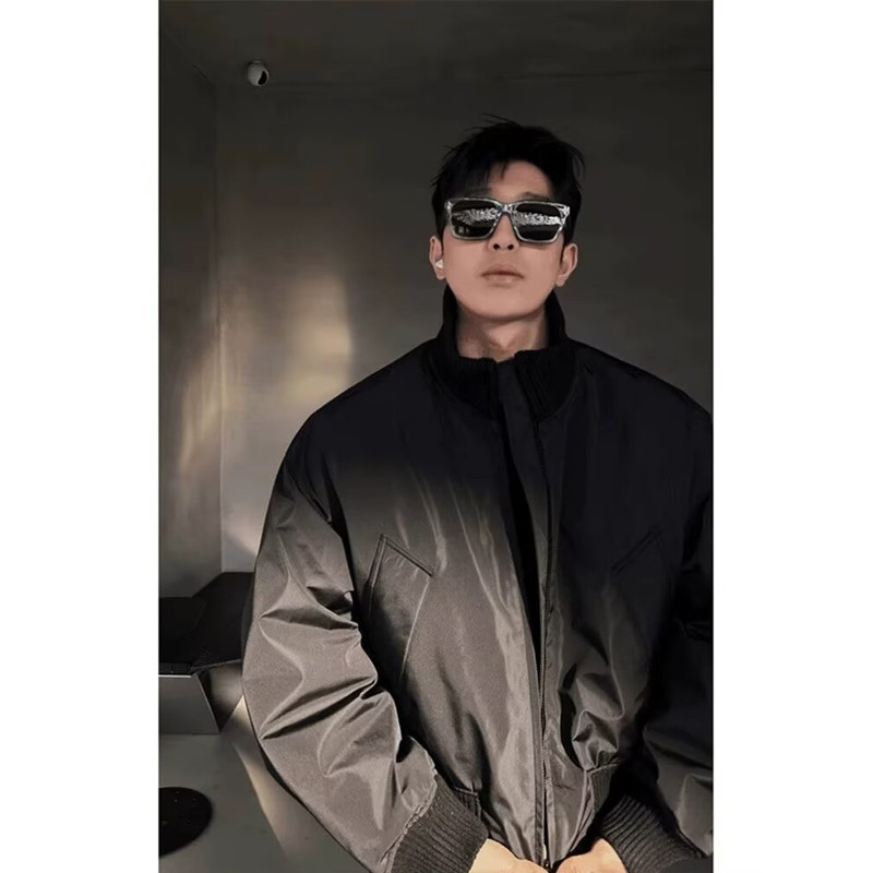 American high street simple and versatile stand collar loose cotton jacket