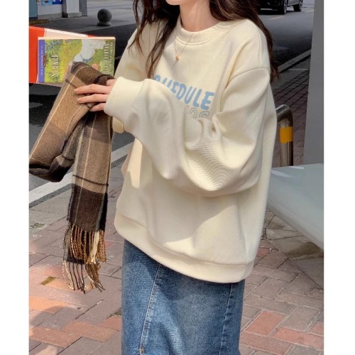 Imitation cotton Chinese cotton composite milk silk 320g silver fox velvet 420g round neck hooded double hood loose sweatshirt