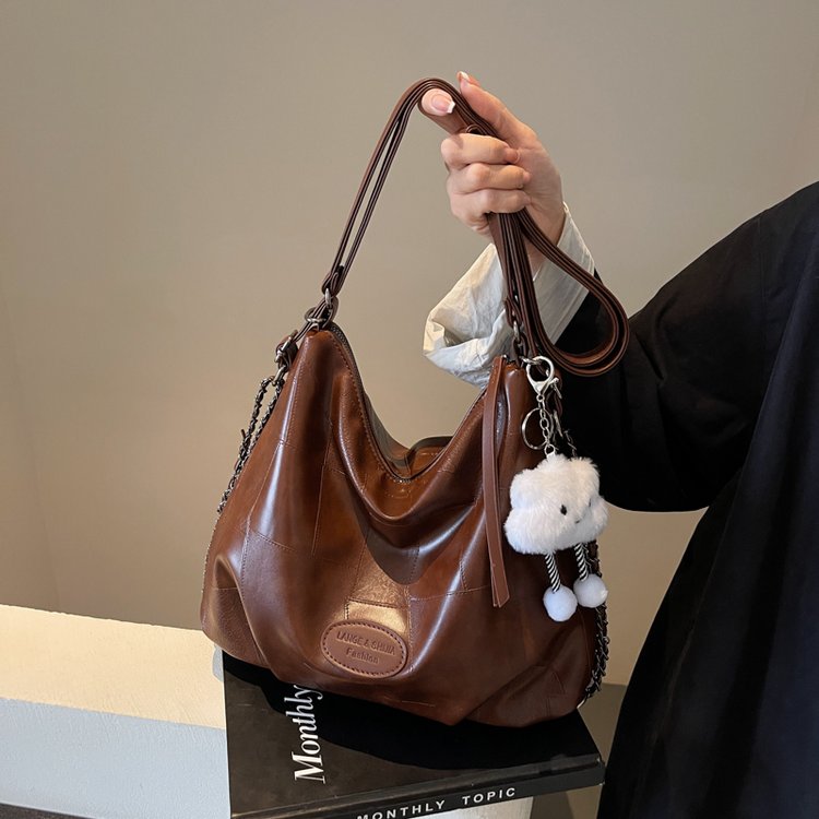 Viney Tote Bag Women's 2024 New Autumn and Winter Genuine Leather Women's Bag Niche Single Shoulder Fashion Large Capacity Commuting Bag