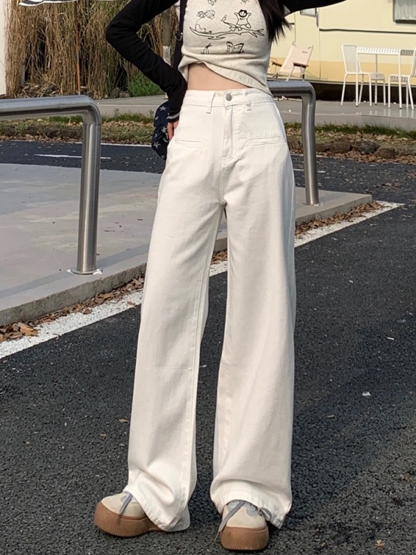 Wide-leg jeans for women 2024 summer new style high-waisted loose straight straight drape floor-length pants