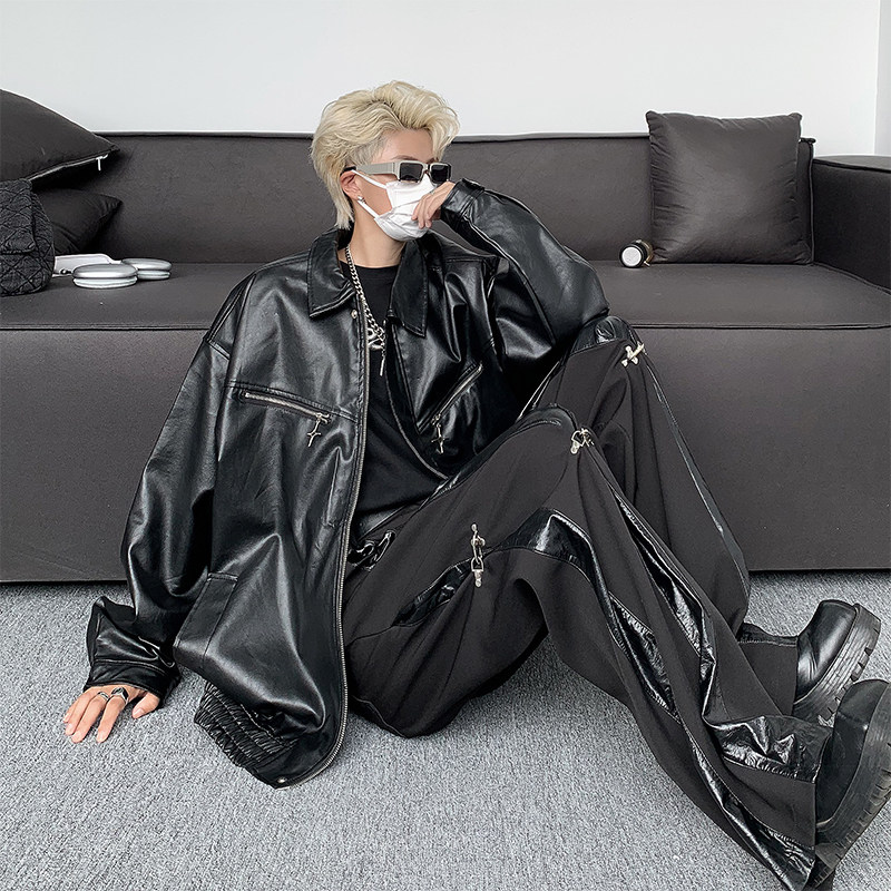 Autumn new PU leather fashionable unisex lapel jackets for men and women leather jackets