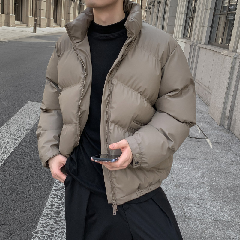 Camel stand-collar short cotton-padded jacket for men in winter new style Korean-style trendy and handsome high-end bread coat