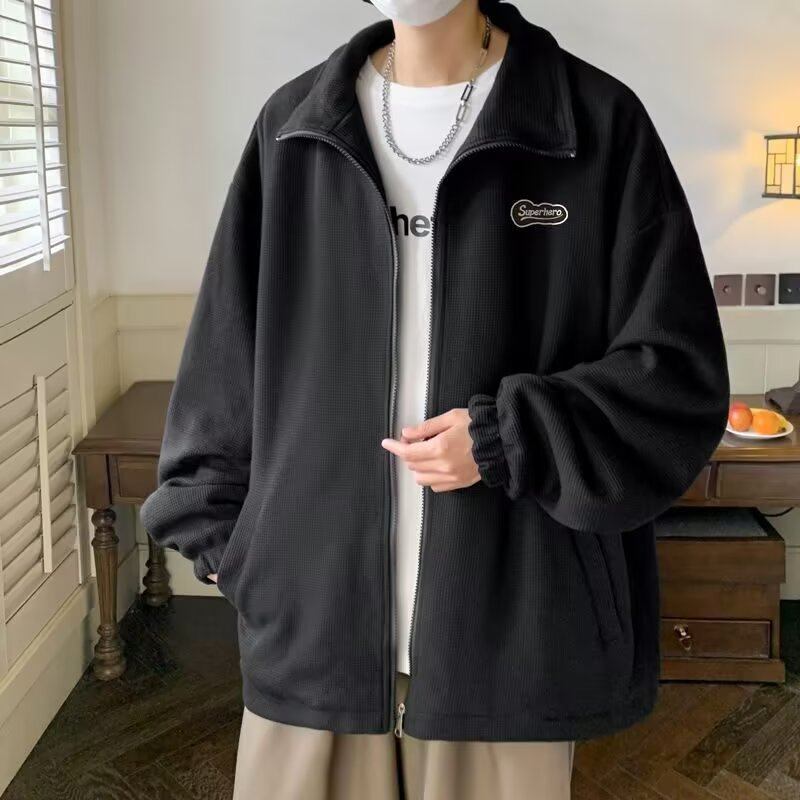 High-end jackets for men, spring and autumn sweatshirts, trendy brand lapels, American high street loose casual clothes