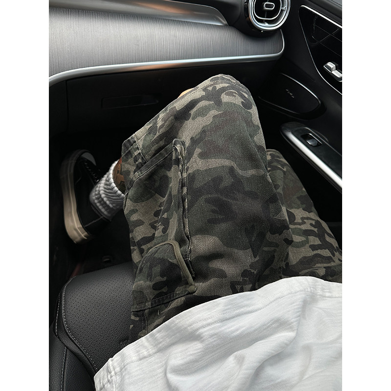 Hong Kong style large size camouflage overalls shorts shorts casual pants