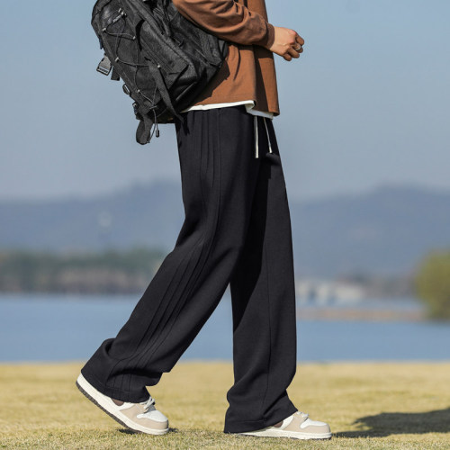 High street versatile heavyweight straight leg loose floor mopping pants versatile white floral gray casual pants