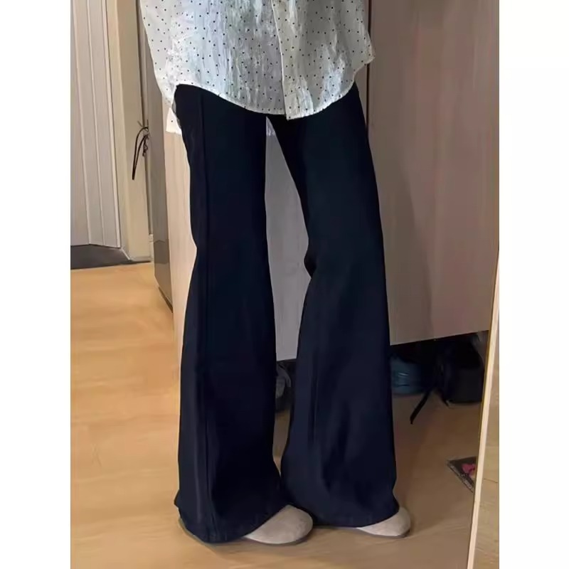 FYQ bell-bottomed pants for women, high-waisted slim pants, black jeans, fall and winter non-leg-fitting boot-cut pants