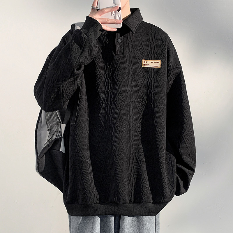 Spring lapel plus size men's casual vibe loose American retro jacquard
