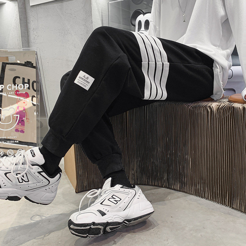 Autumn loose unisex casual leggings sweatpants for men and women four-stripes couple sports trousers
