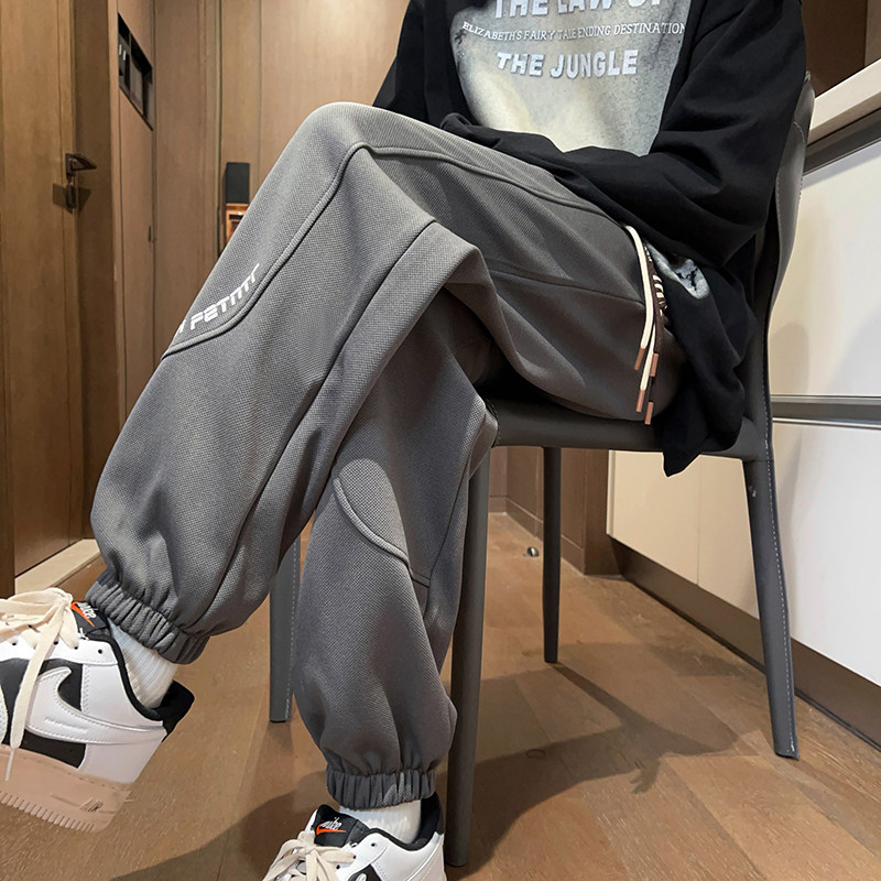 Printed casual pants for men in autumn, men's suspenders, small-legged pants, sports long pants, trendy