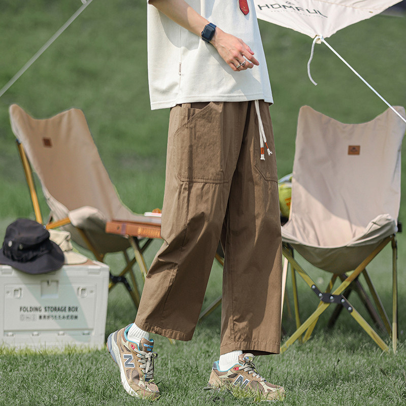 Japanese style ns simple straight leg loose pants trendy brand ins men's casual pants