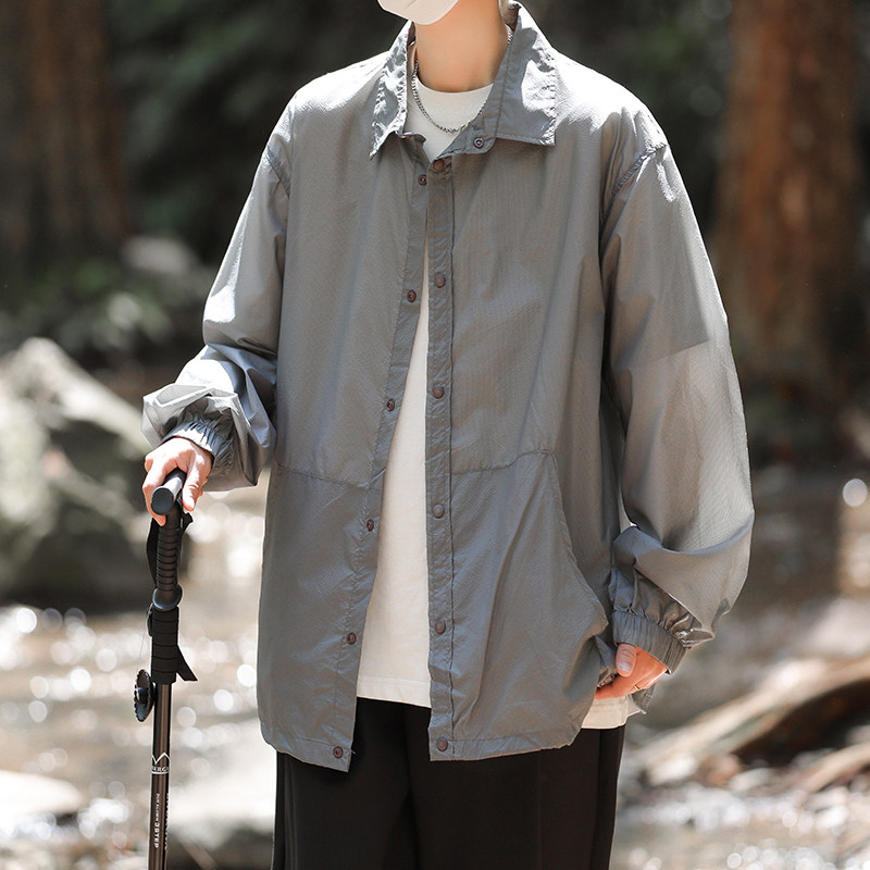 New trendy brand outdoor sun protection clothing for men, fashionable retro all-match lapel clip