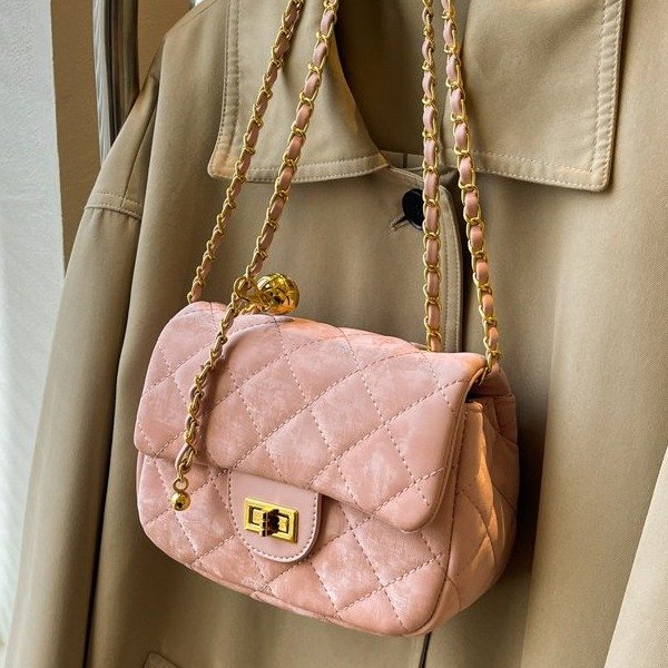 Fashionable rhombus chain bag for women 2024 new frosted retro crossbody bag high-end women's shoulder small square bag
