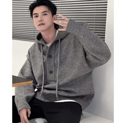 New autumn and winter knitted hooded pullover thickened sweater jacket for men and women, loose, casual, versatile and lazy top