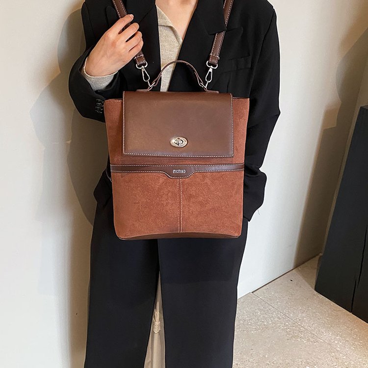Fashionable college style portable briefcase bag for women new autumn and winter retro backpack student school bag