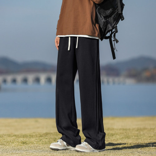 High street versatile heavyweight straight leg loose floor mopping pants versatile white floral gray casual pants