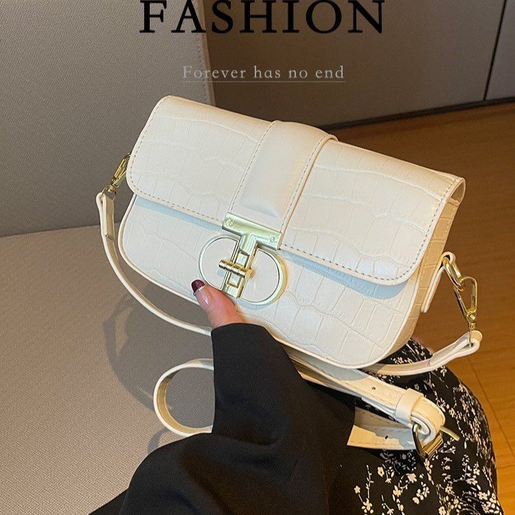 New simple fashion women's handbag small square bag retro crocodile pattern niche women's shoulder bag armpit bag