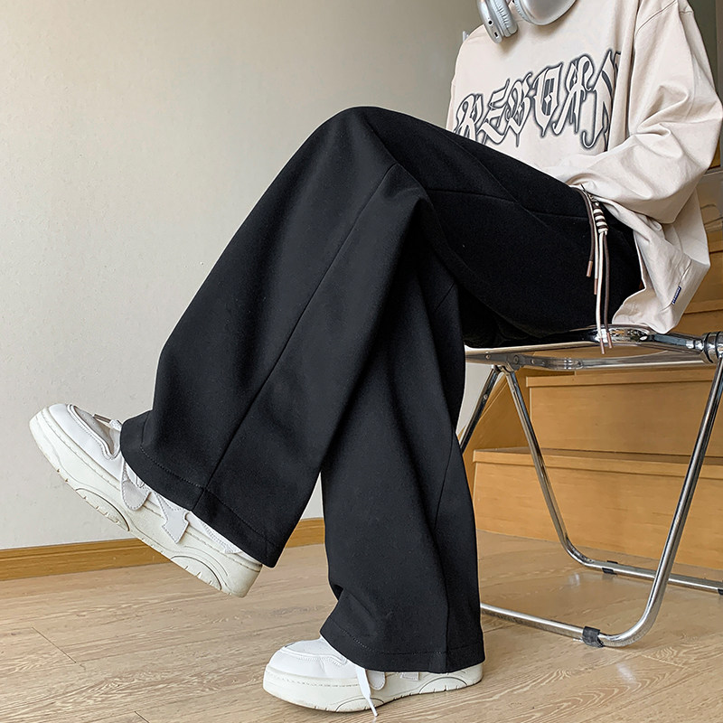 Extra large size casual pants for boys, simple casual Japanese style loose straight pants for fat men