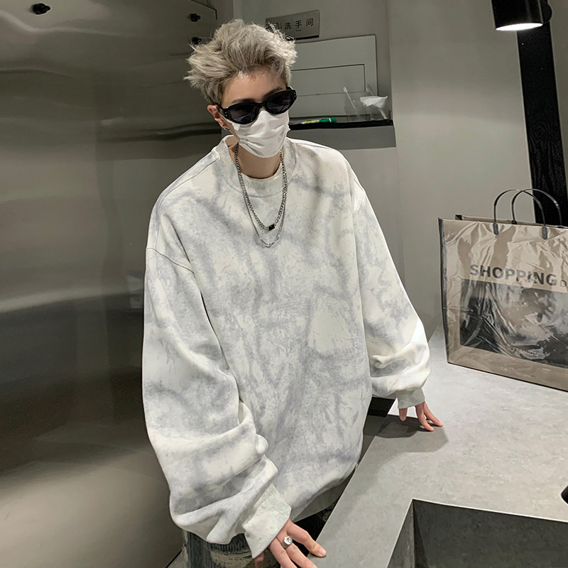 Autumn new style Japanese CityBoy casual high street tie-dye pullover sweatshirt for men