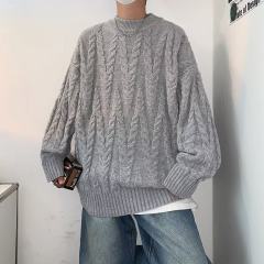 Solid color loose sweater for men and women, Korean style Hong Kong style round neck knitted