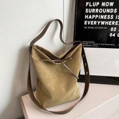 Autumn and winter retro armpit bag for women 2024 new Korean style suede large capacity crossbody simple bucket bag