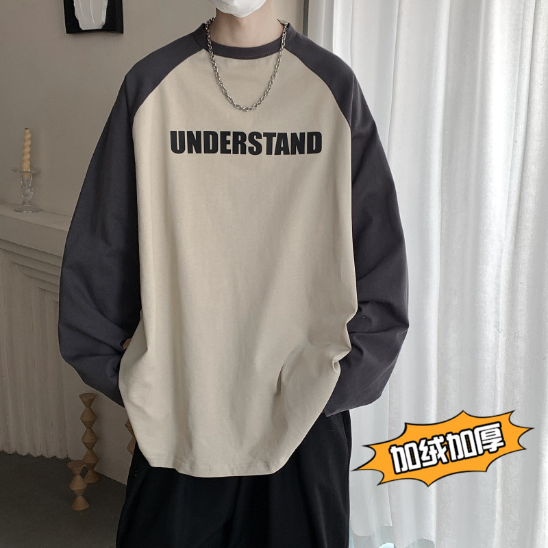 New autumn and winter 380g heavy print raglan sleeve sweatshirt