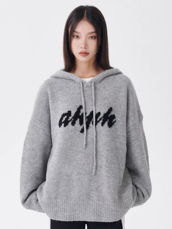 AHPH22AW national fashion brand lazy style hooded sweater for men and women couples 2022 winter new loose knitted sweater