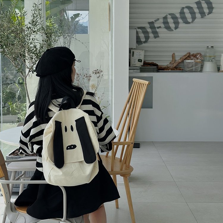 Canvas backpack female Japanese cute puppy chic soft girl cute summer small canvas backpack student backpack male