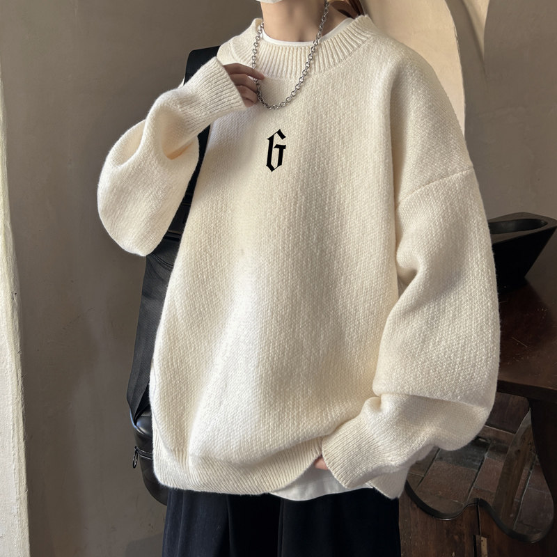 high quality!  Autumn and winter half turtleneck sweater for men, velvet thickened sweater for men, knitted sweater for men