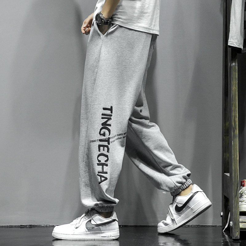 Summer new style internet celebrity trendy casual printed nine-point sweatpants for men