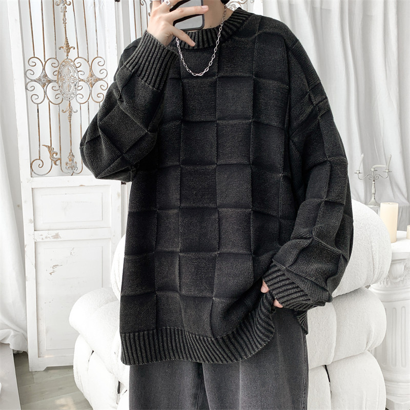 New autumn and winter craft washed high-quality sweaters men's sweaters large size loose sweaters trendy