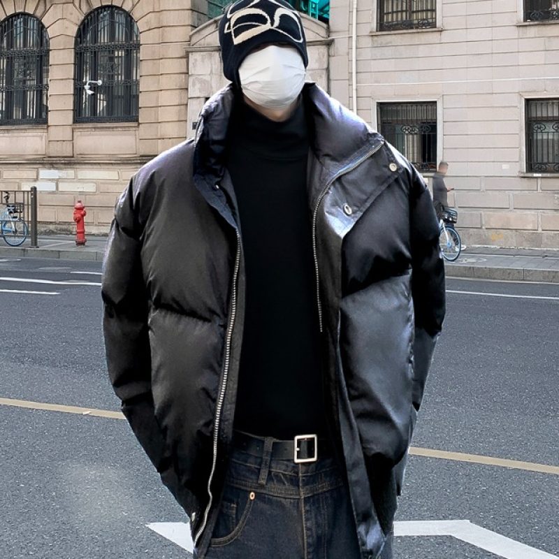 Winter thickened men's cotton coat, warm winter clothing, loose and versatile cotton coat, bread coat, solid color cotton jacket