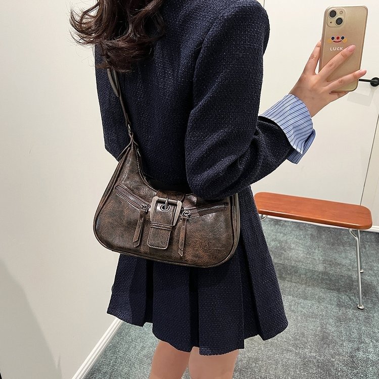 Maillard Underarm Bag Women's 2024 New Retro Women's Bag Shoulder Bag Crossbody Bag j Fashion Crescent Bag Trendy