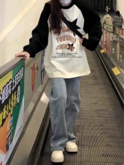 Korean foreign trade 220g finely spaced 100% cotton T-shirt 7 colors M-3XL autumn long-sleeved splicing color matching