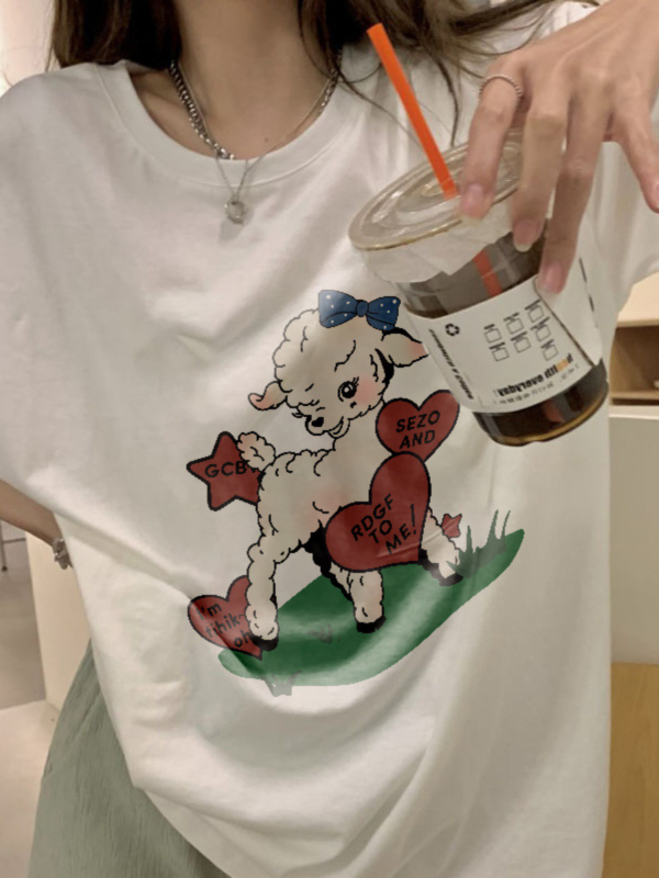 American retro white half-sleeved short-sleeved T-shirt for women summer 2023 new dopamine wear design niche top