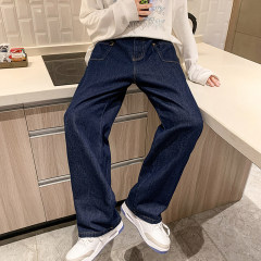 Spring and summer original Hong Kong style versatile straight reverse pocket jeans dark blue