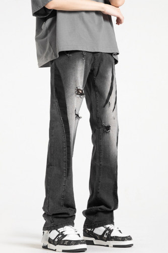 Autumn new style Hong Kong style shadowless wall large size personalized high street jeans