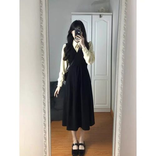 College style shirt long skirt design niche skirt women's two-piece autumn outfit new style stunning little black dress