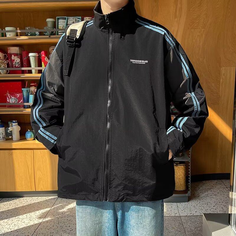 Jacket Men's Korean Style Trendy High Street Handsome Color Matching Winter Ins Loose Jacket
