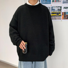 Hong Kong style new loose casual unisex couple trendy solid color sweater men's jacket