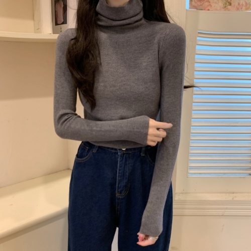 Real shot, real price, soft and waxy versatile core-spun yarn pile collar sweater thickened turtleneck pullover bottoming sweater