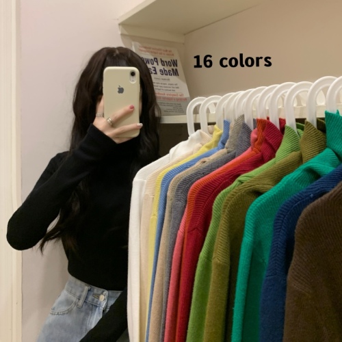 Real shot, real price, soft and waxy versatile core-spun yarn pile collar sweater thickened turtleneck pullover bottoming sweater