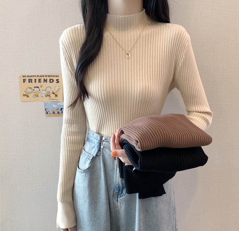Actual shot ~ Half turtleneck bottoming shirt for autumn and winter 2023 new slim fit sweater tops and versatile sweaters